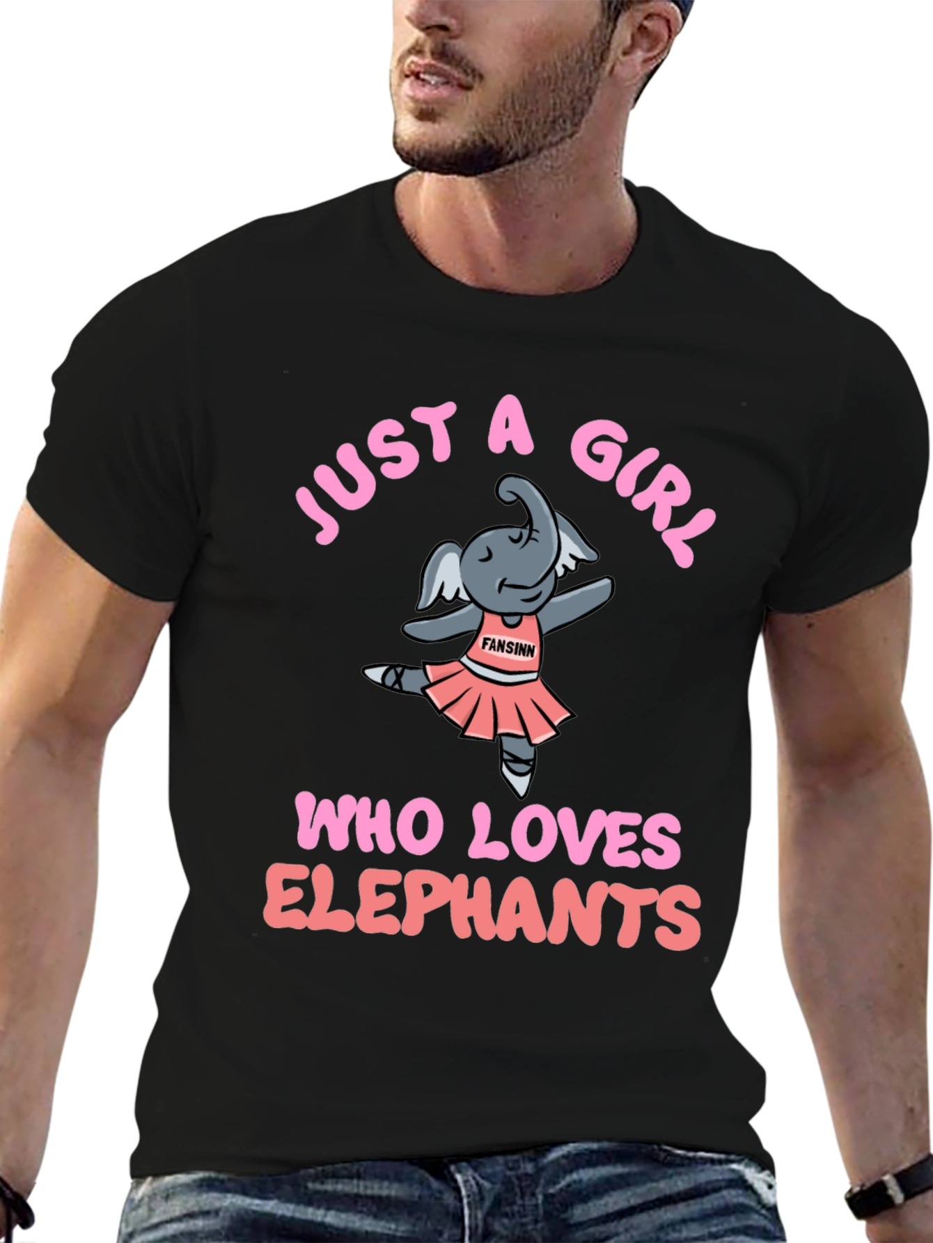 Black Just A Girl Who Loves Elephants T-Shirt view 6
