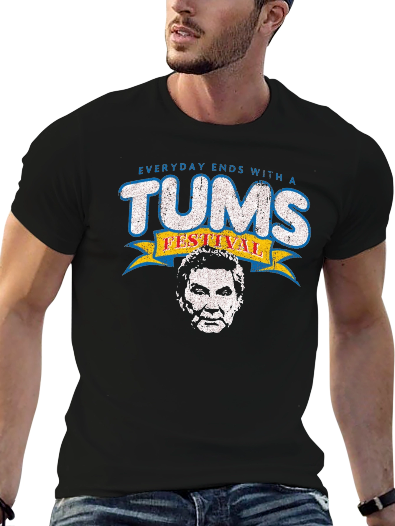 Black Everyday Ends With a Tums Festival Black T-Shirt view 6