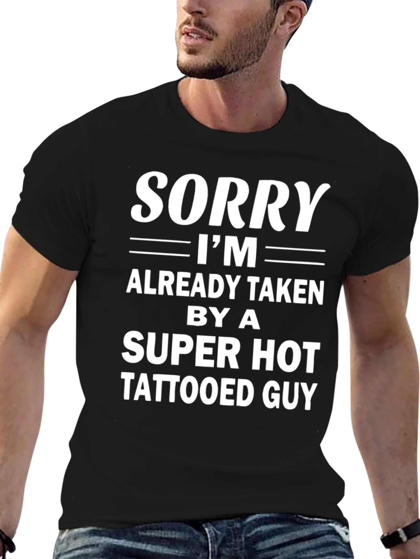 Black Funny Tattooed Guy T-Shirt view 6