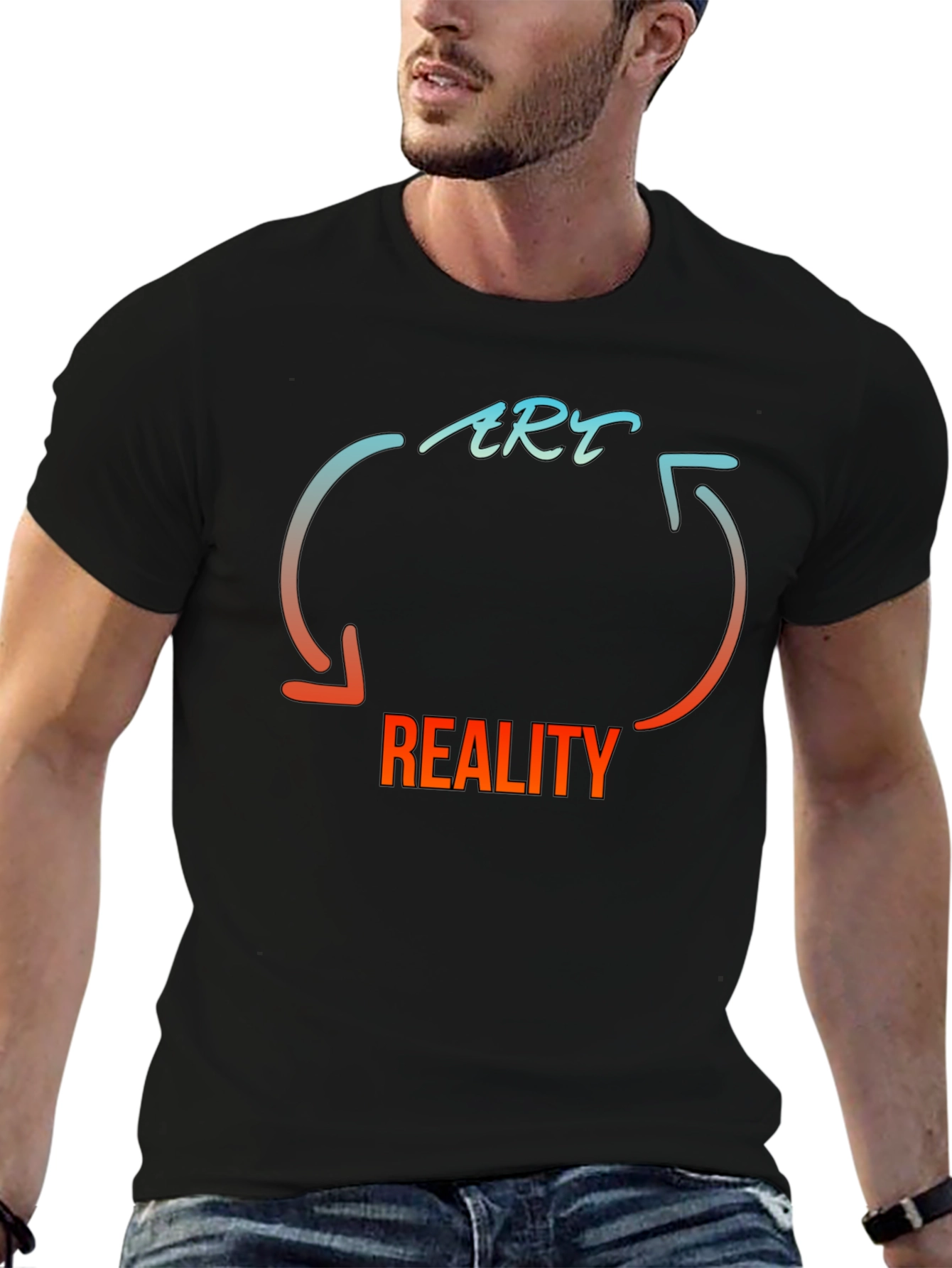 Black Art & Reality Graphic Print Black T-Shirt view 6
