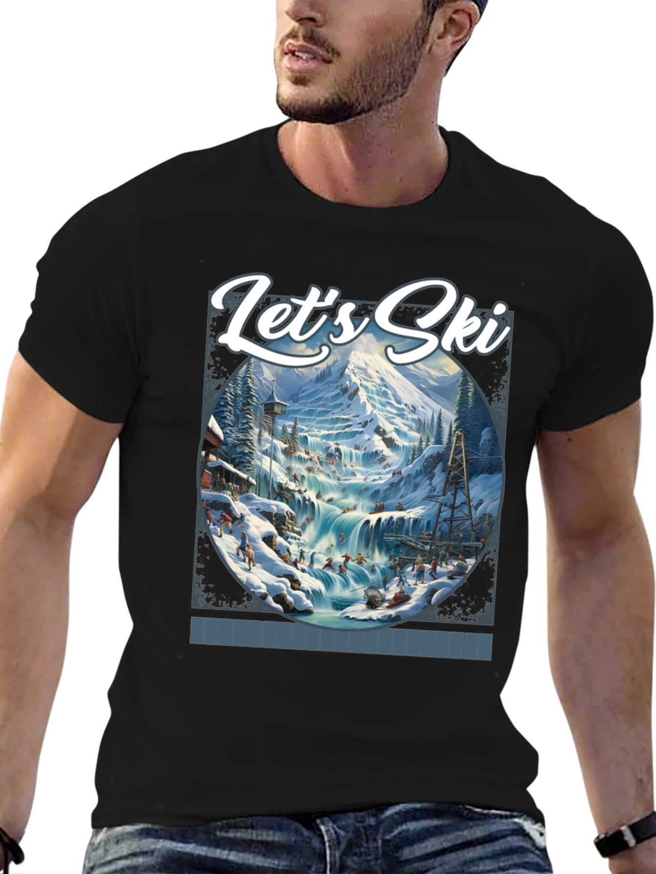 Black Let's Ski Graphic T-Shirt view 6
