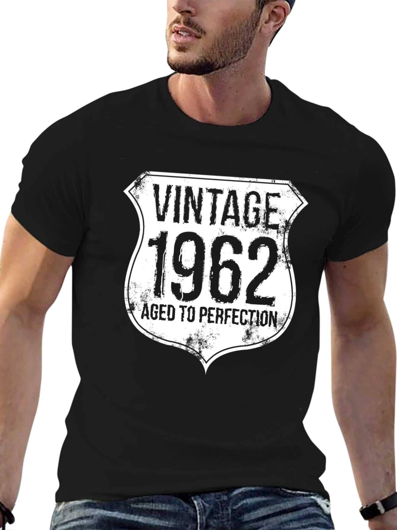 Black Vintage 1962 Aged to Perfection Black T-Shirt view 6