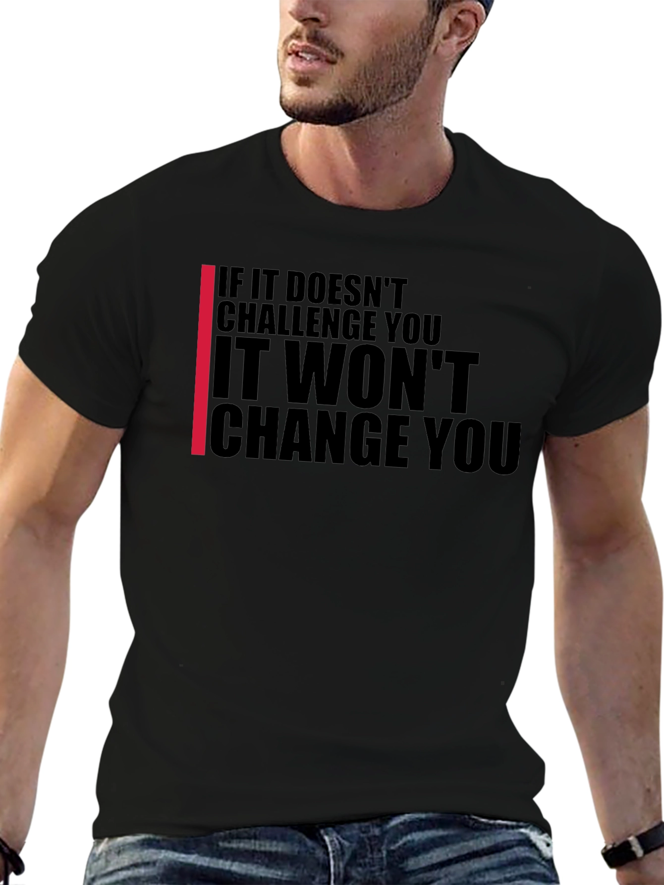 Motivational Black T-Shirt - Challenge, Change - 6