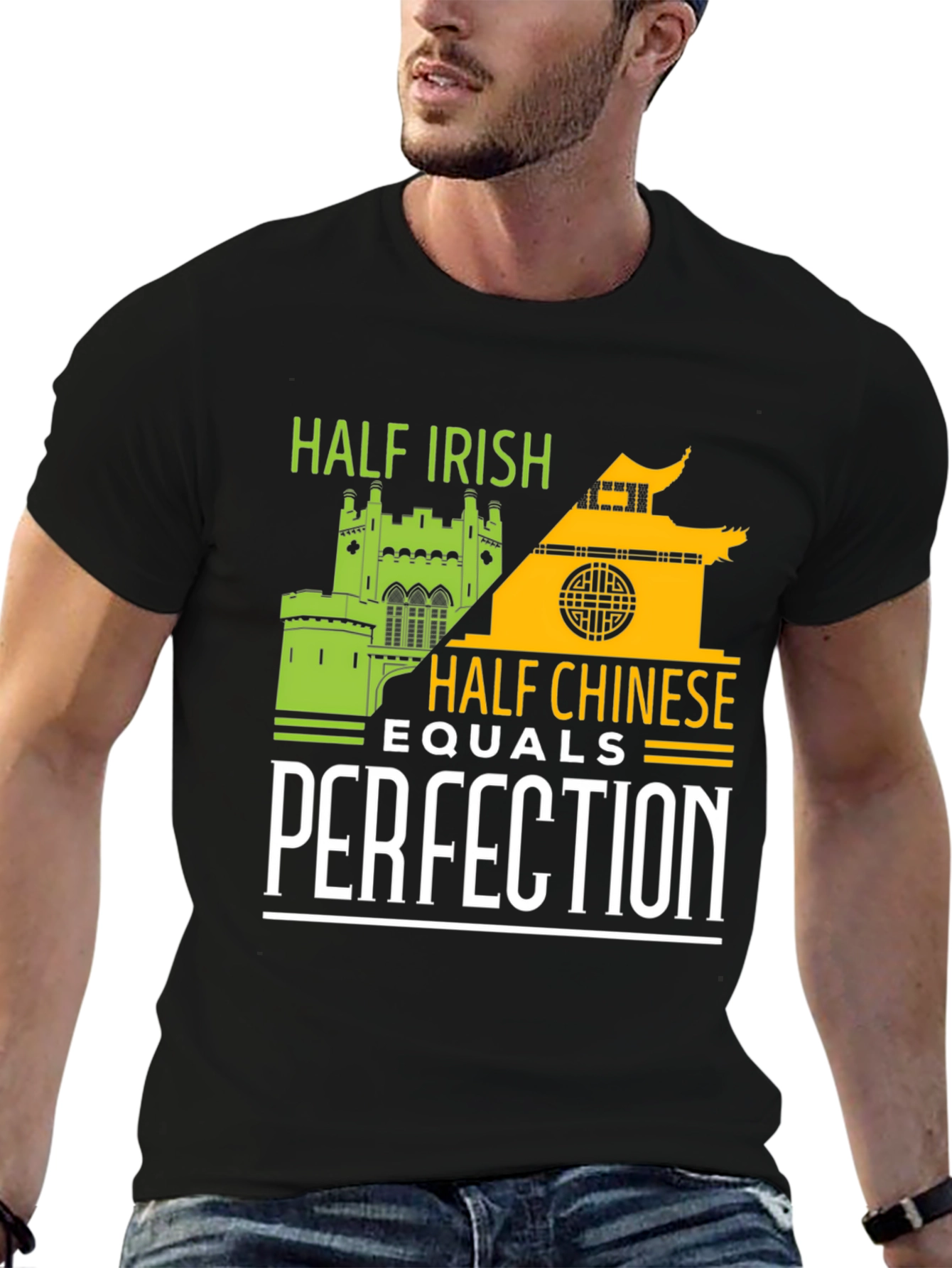 Black Half Irish Half Chinese Perfection Graphic Tee view 6