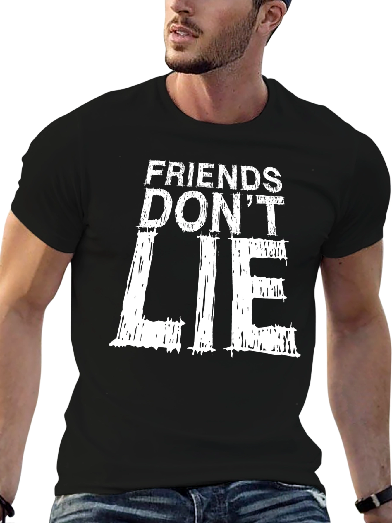 Black Friends Don't Lie Black Graphic T-Shirt view 6
