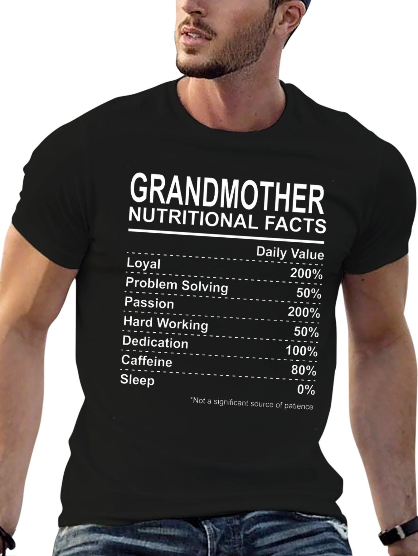Black Grandmother Nutritional Facts Black Tee view 6