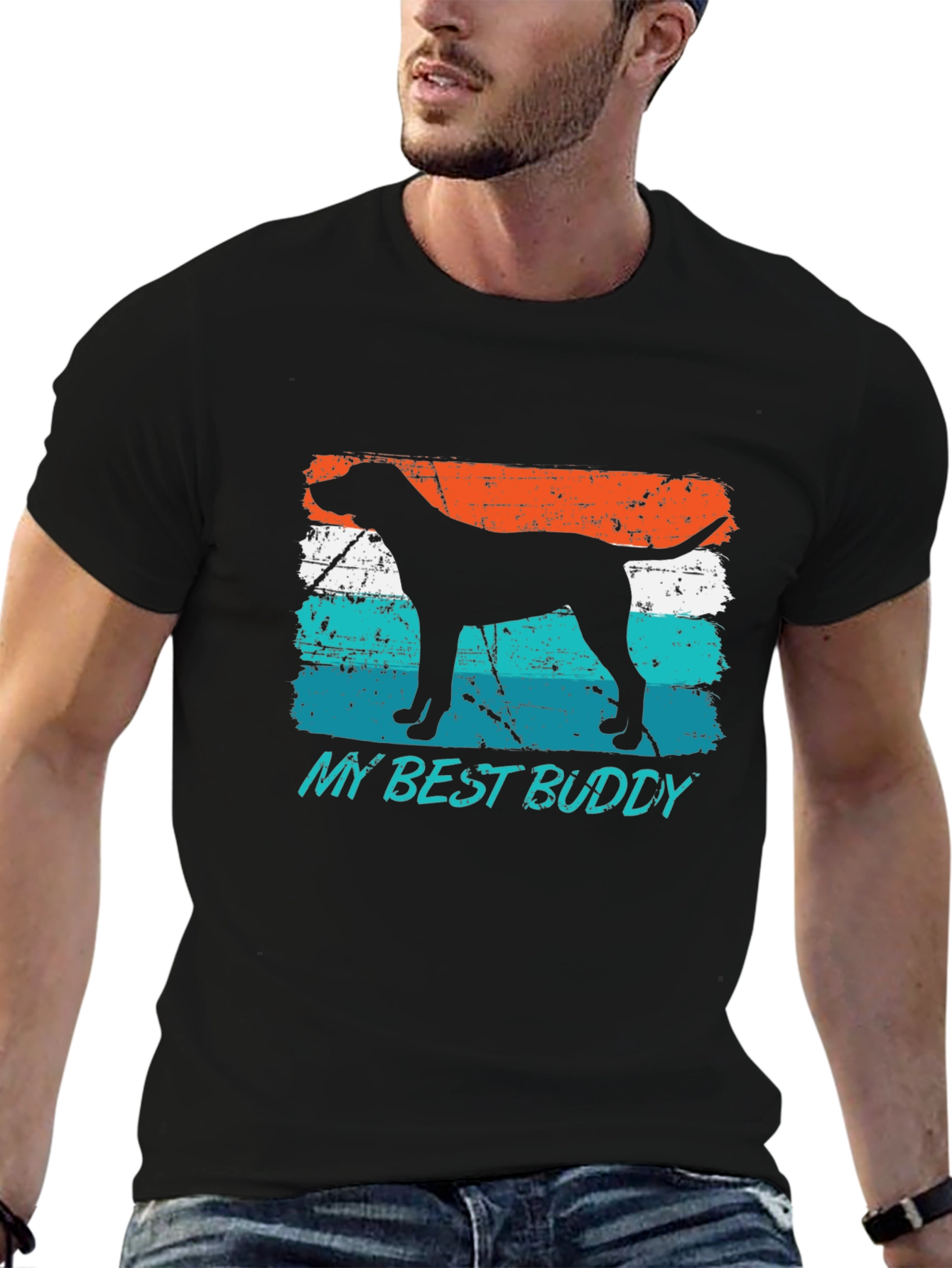 Black My Best Buddy Dog Silhouette Tee view 6