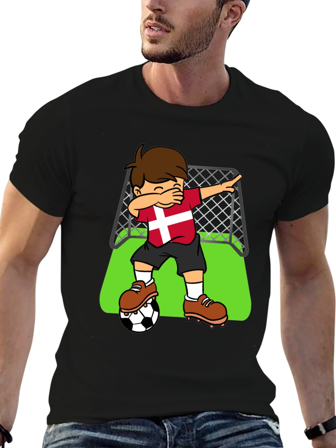 Black Denmark Soccer Dab T-Shirt view 6