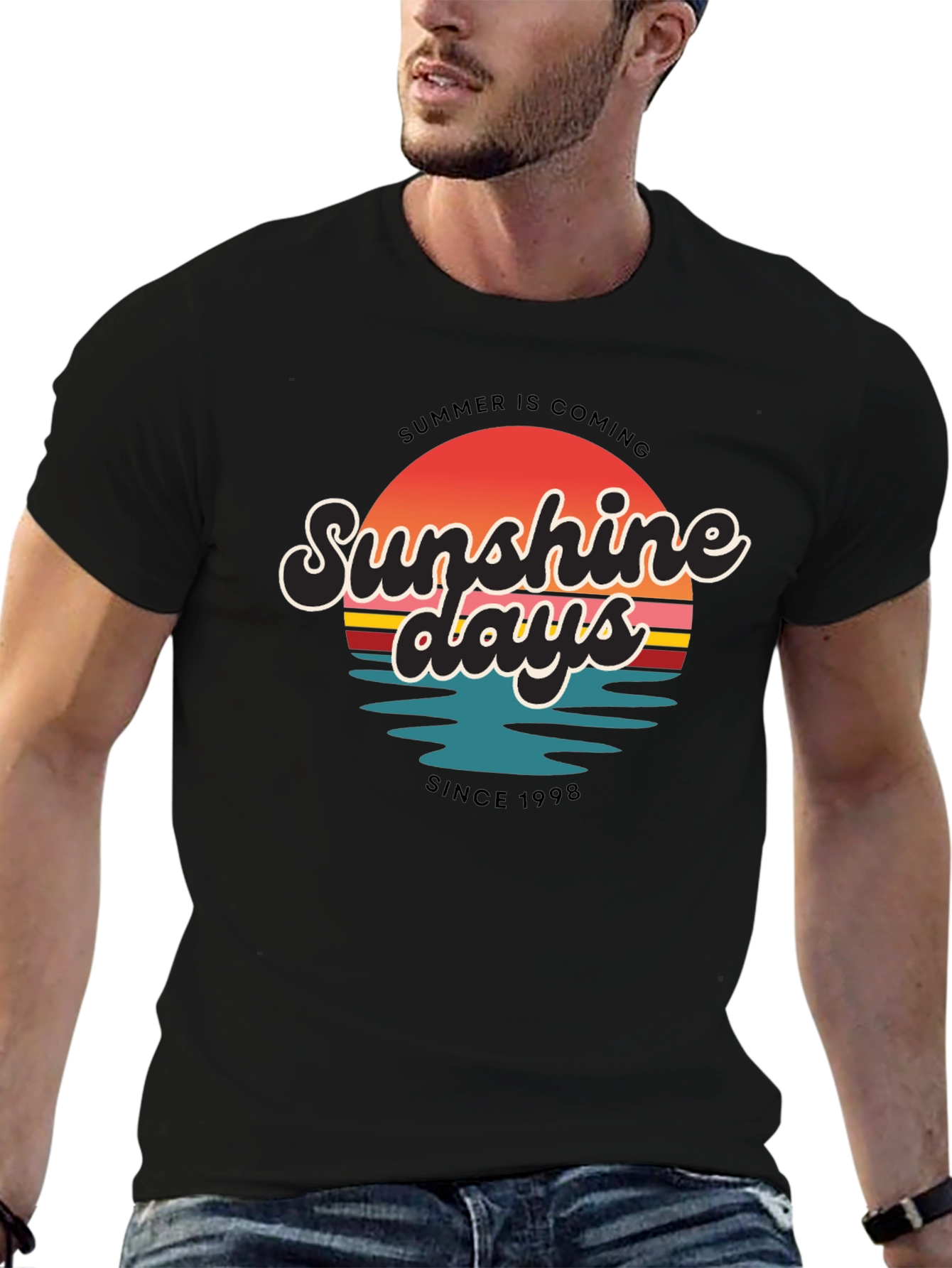 Black Sunshine Days T-Shirt - Summer Vibes view 6