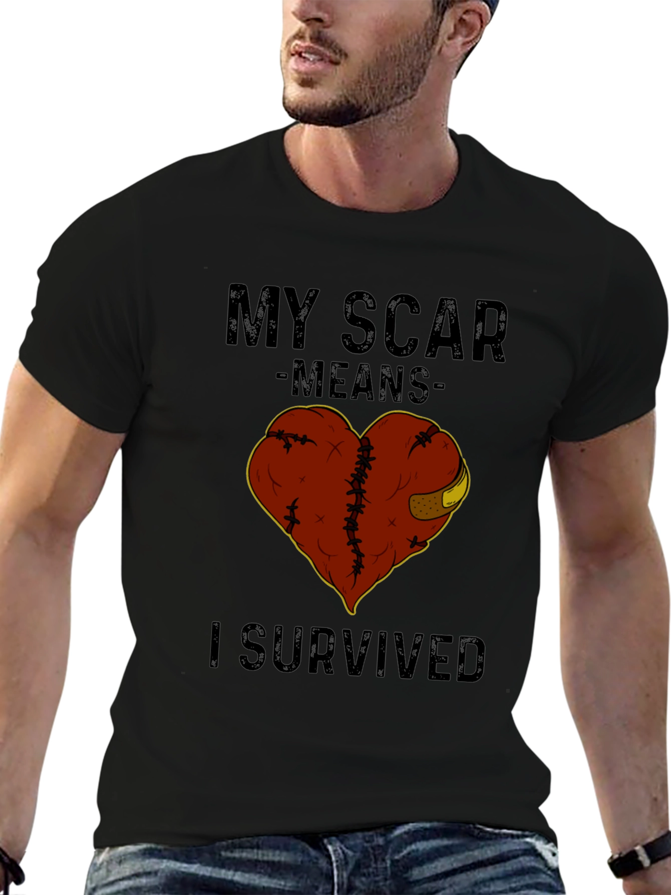 Black My Scar Means I Survived Graphic Tee view 6