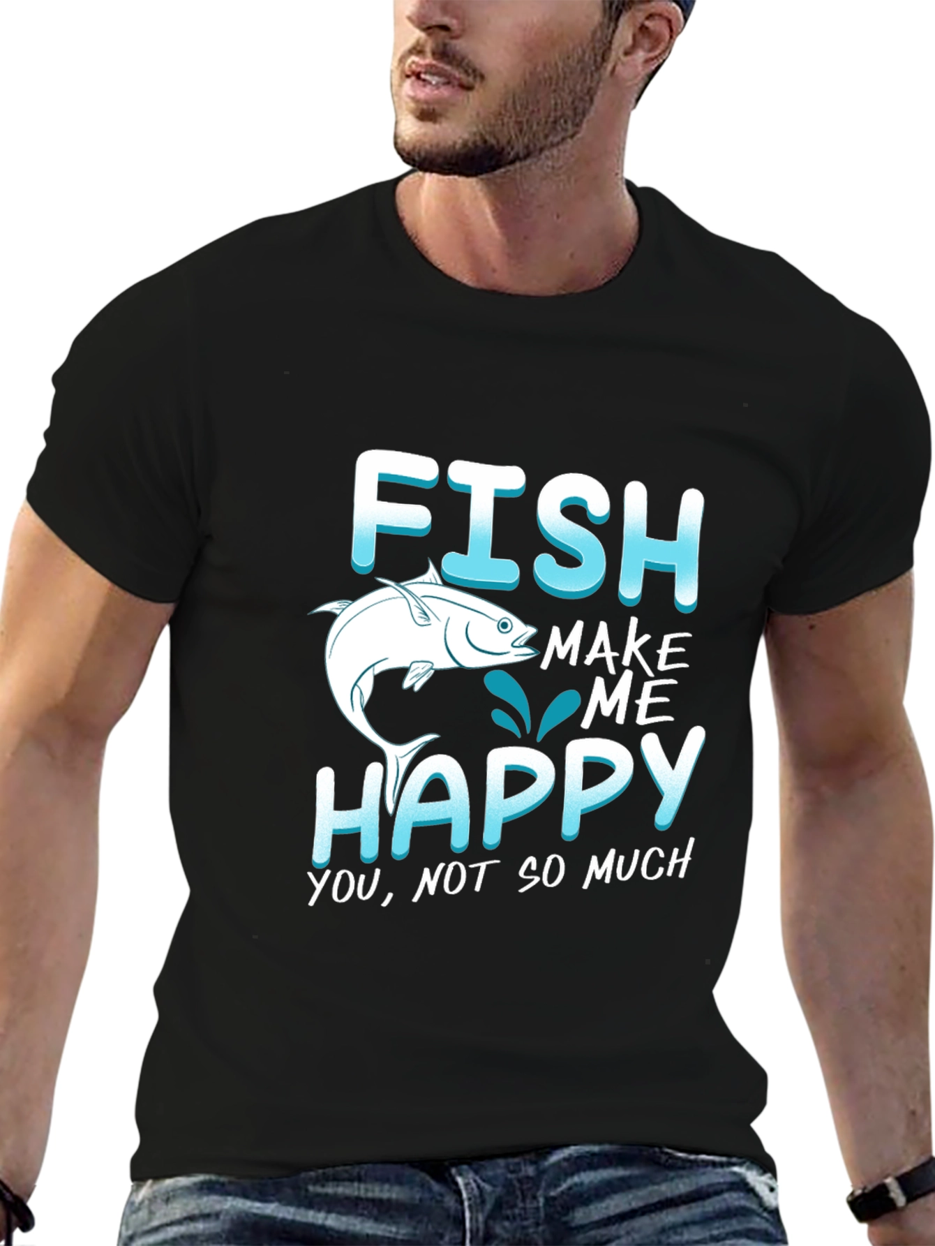 Black Fish Make Me Happy T-Shirt view 6