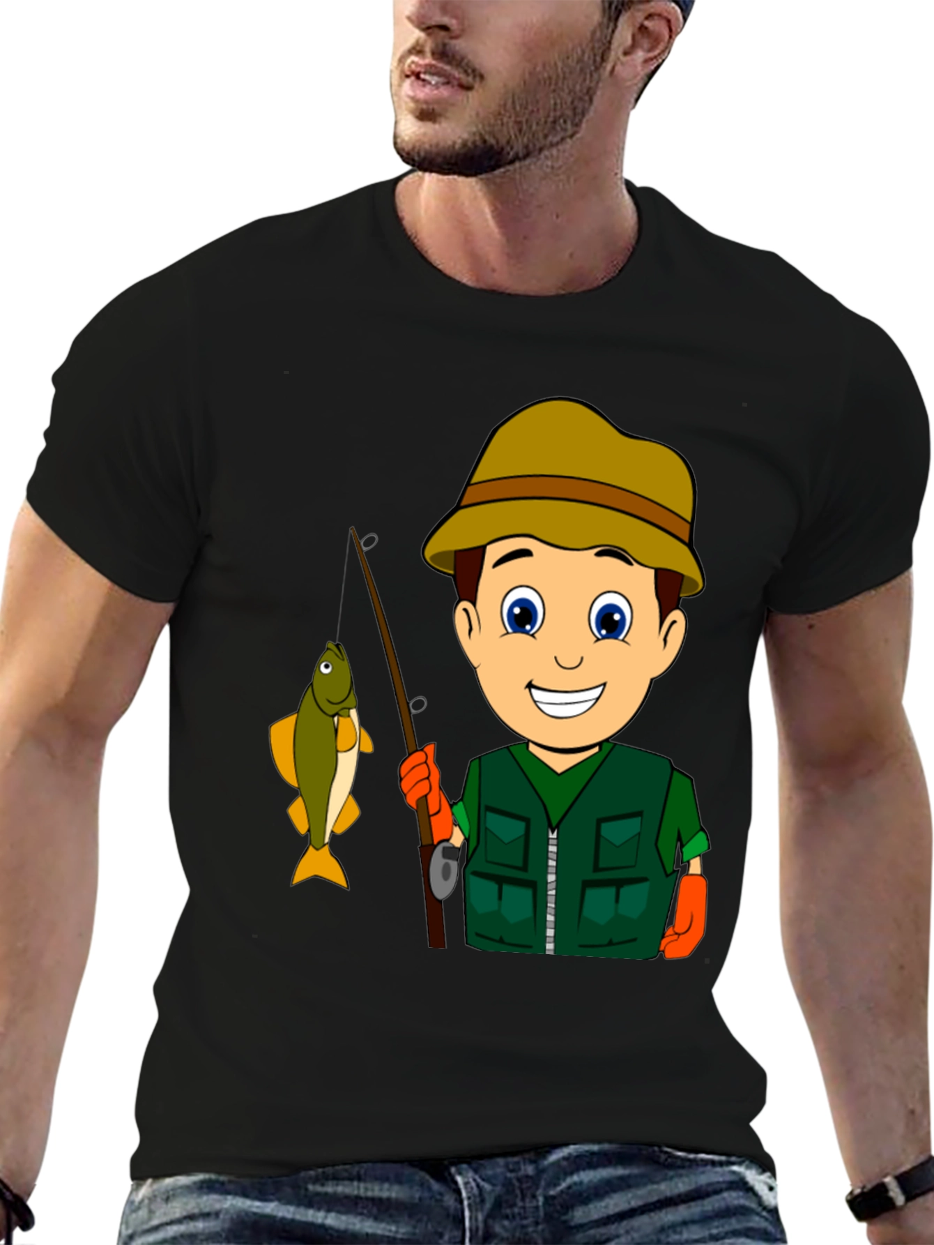 Black Fishing Boy T-Shirt view 6