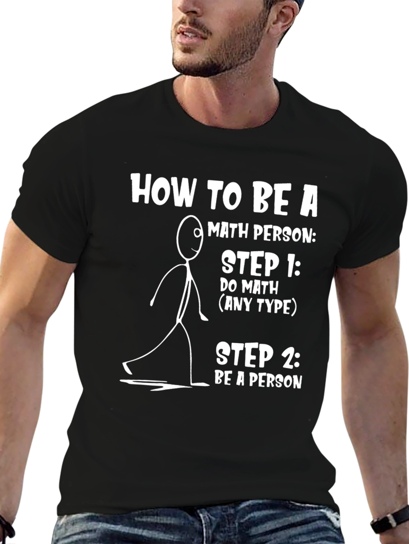 Black Math Person T-Shirt: Funny How-To Tee view 6