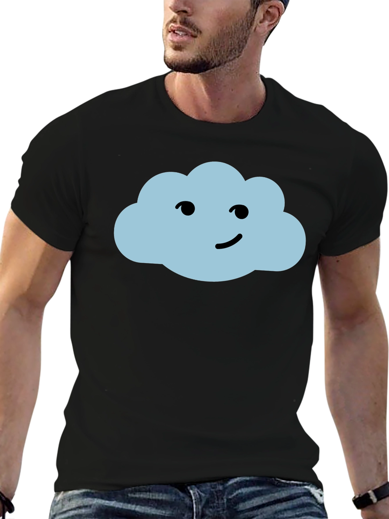 Black Cute Cloud Graphic T-Shirt - Soft Cotton Tee view 6