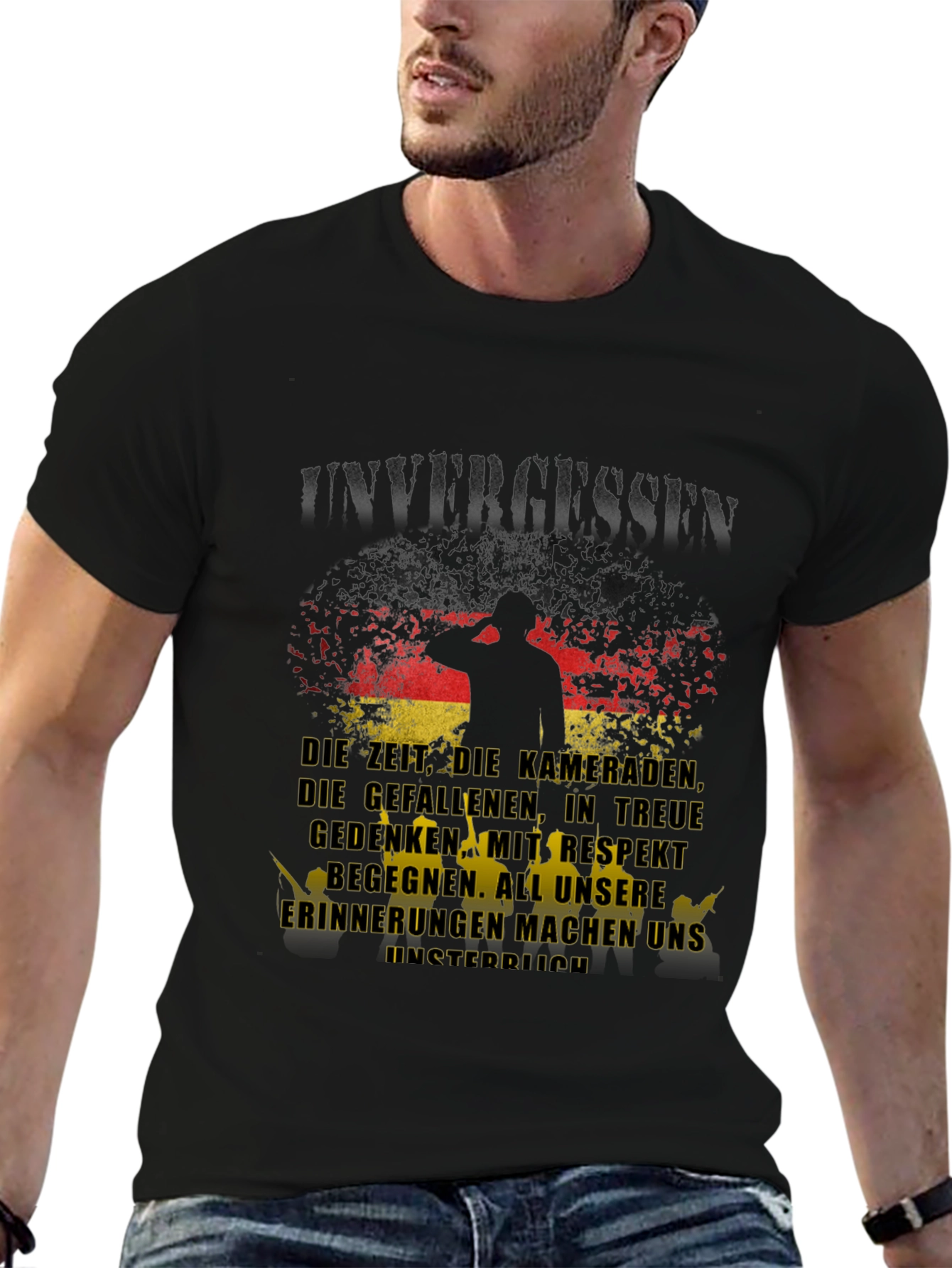 Black Unvergessen German Pride T-Shirt view 6