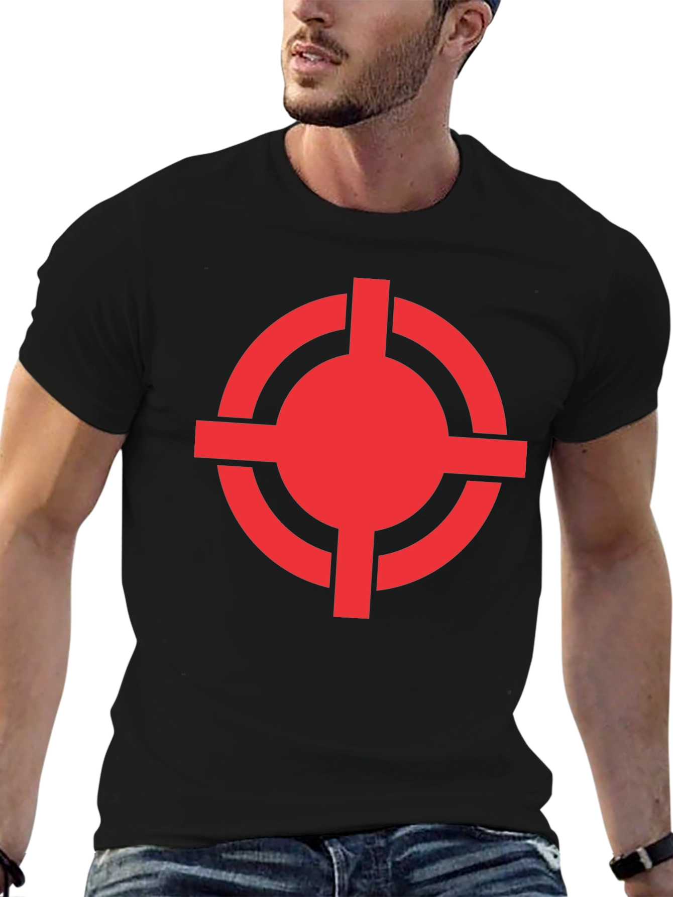 Black Red Target Graphic Black T-Shirt view 6