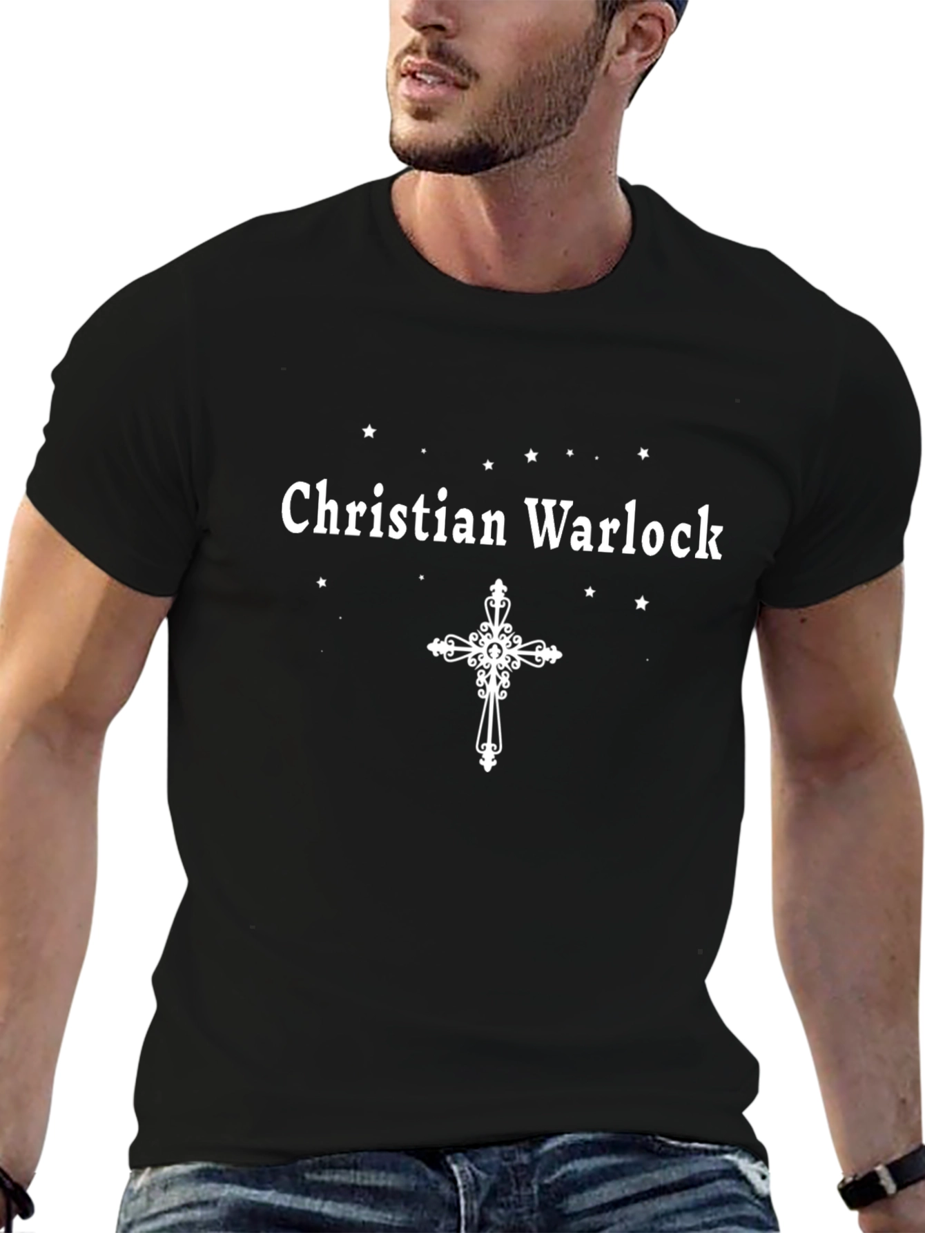 Black Christian Warlock Graphic T-Shirt - Black view 6