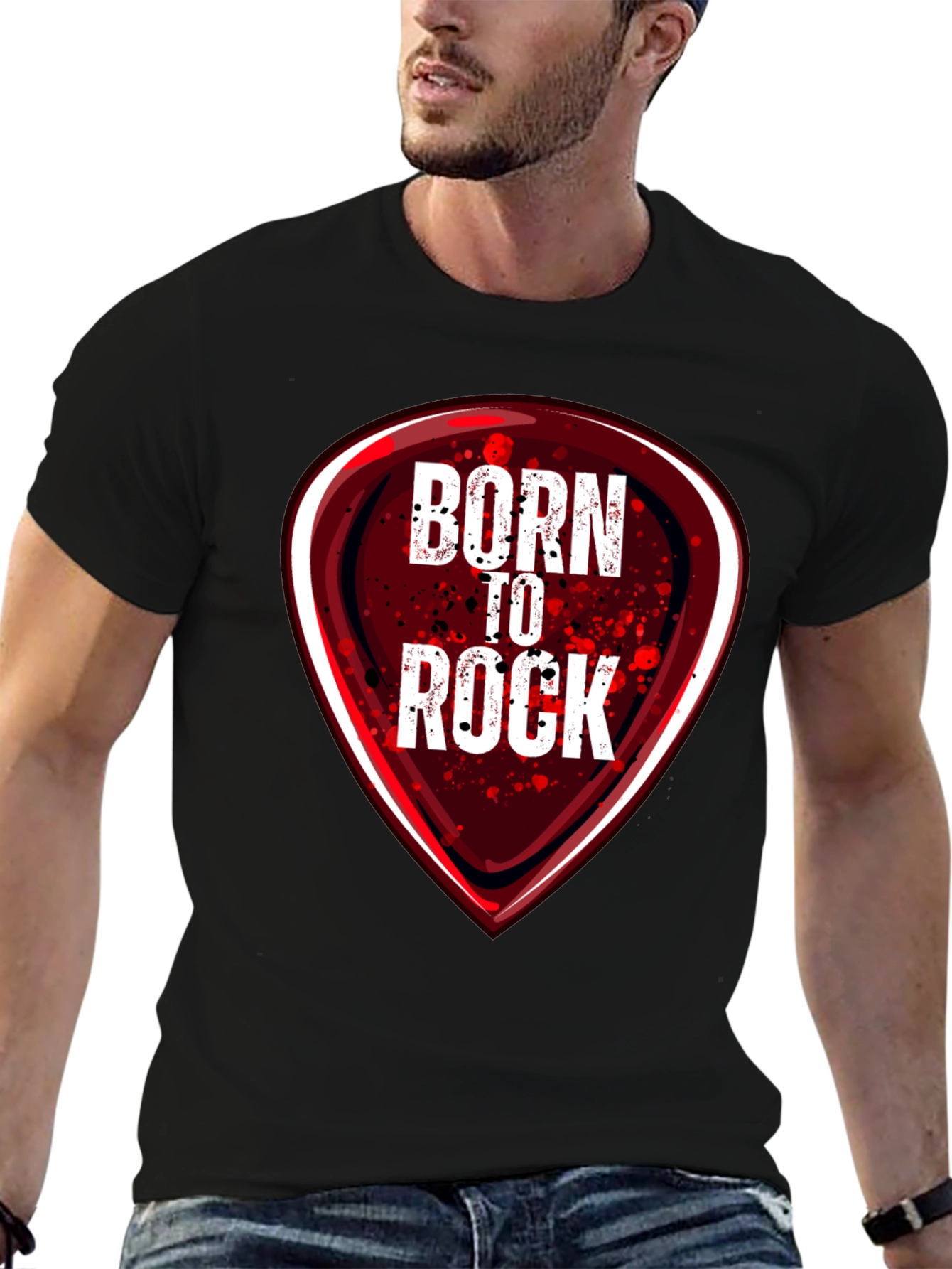 Black Born to Rock Graphic T-Shirt - Music Lover Tee view 6