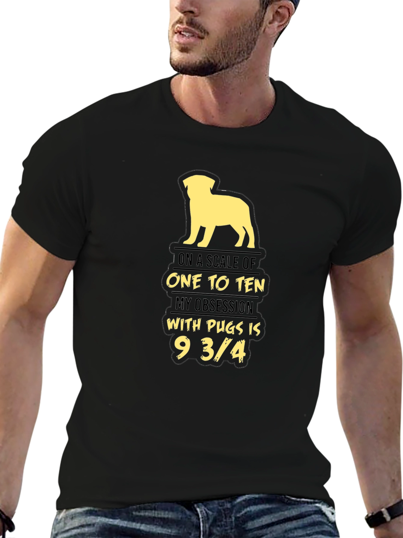 Black Pug Obsession T-Shirt - Unisex Graphic Tee view 6