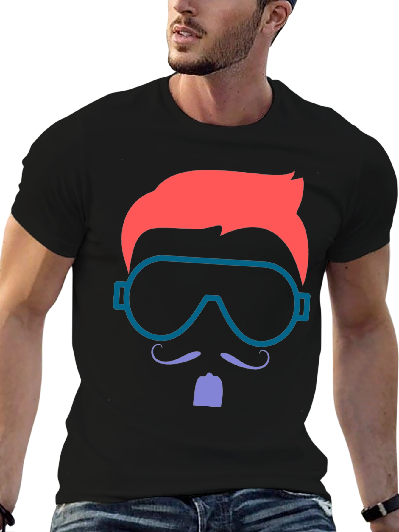 Black Retro Style T-Shirt with Graphic Design view 6