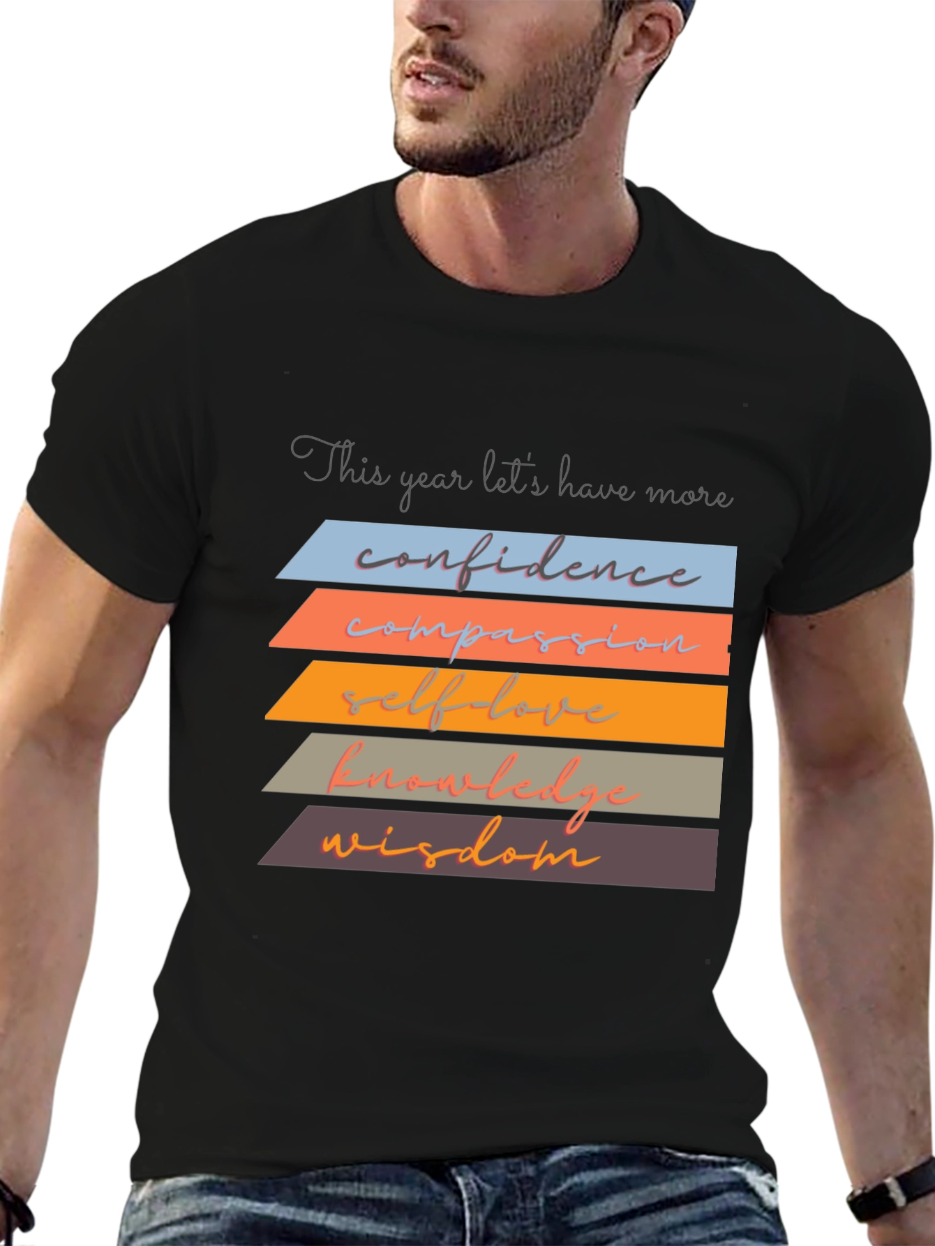 Black Inspirational T-Shirt: Confidence, Compassion, Wisdom view 6