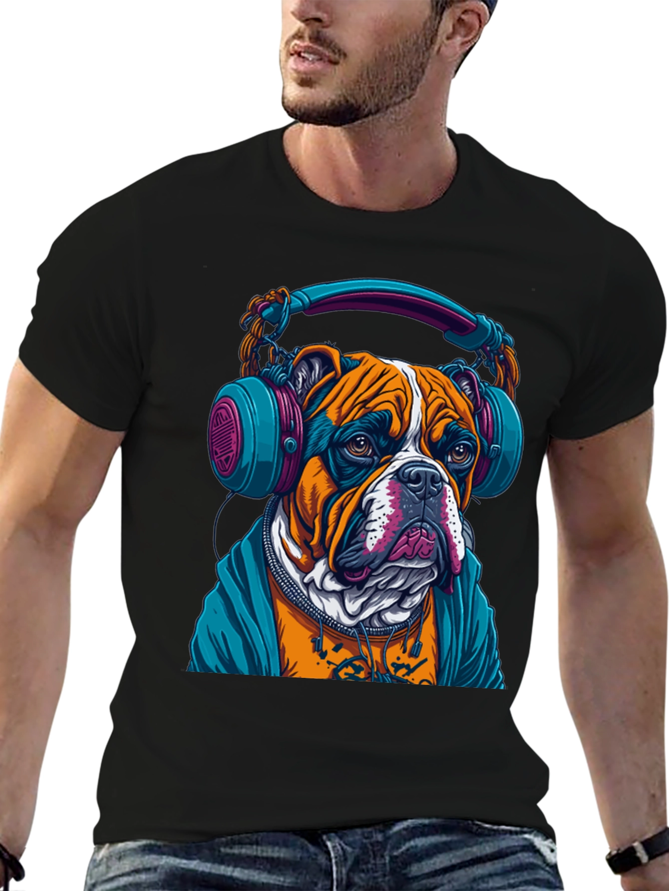 Black Bulldog DJ Graphic Tee - Cool & Trendy! view 6