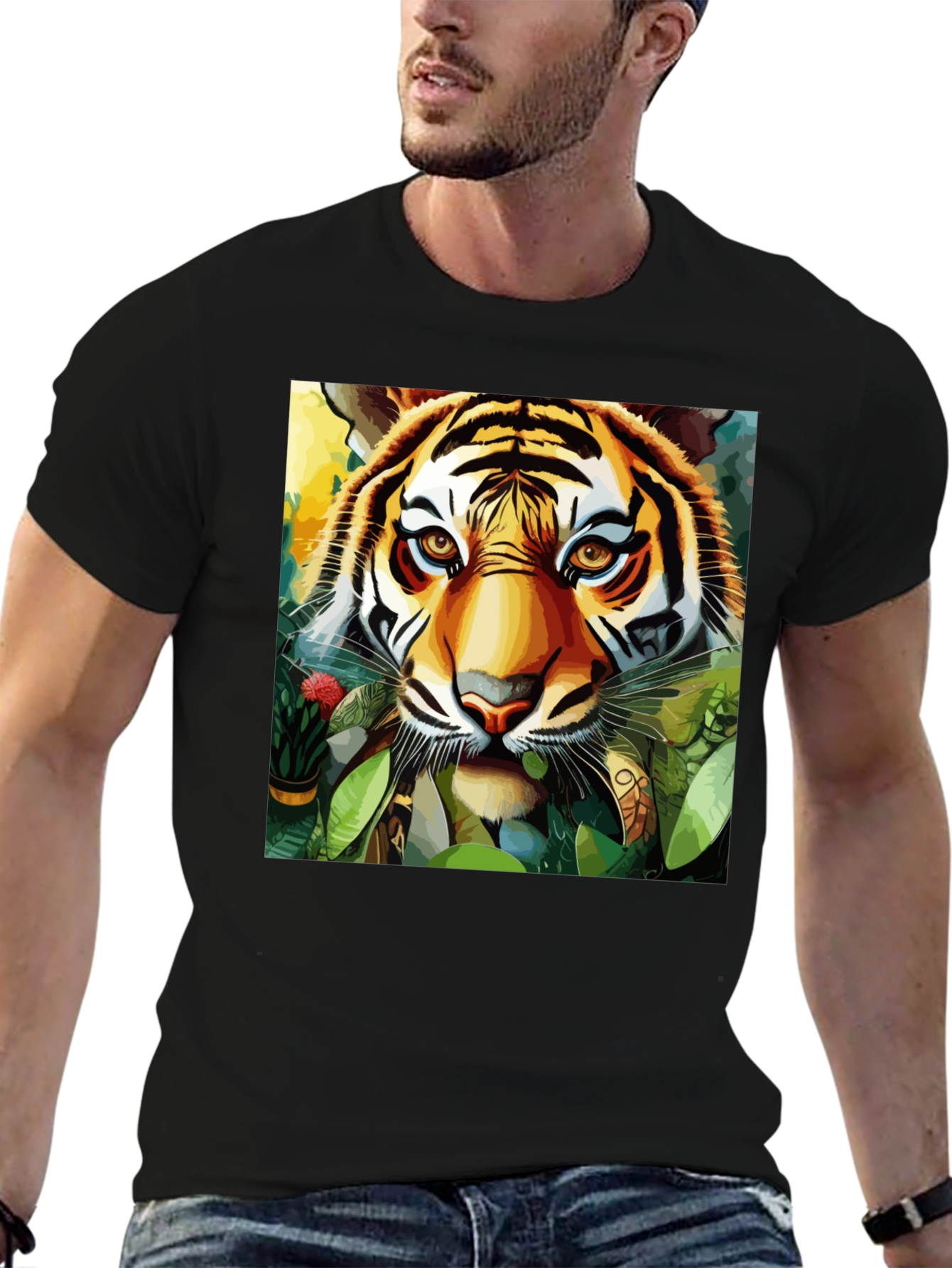 Black Tiger Portrait Graphic Tee - Bold Jungle Style view 6