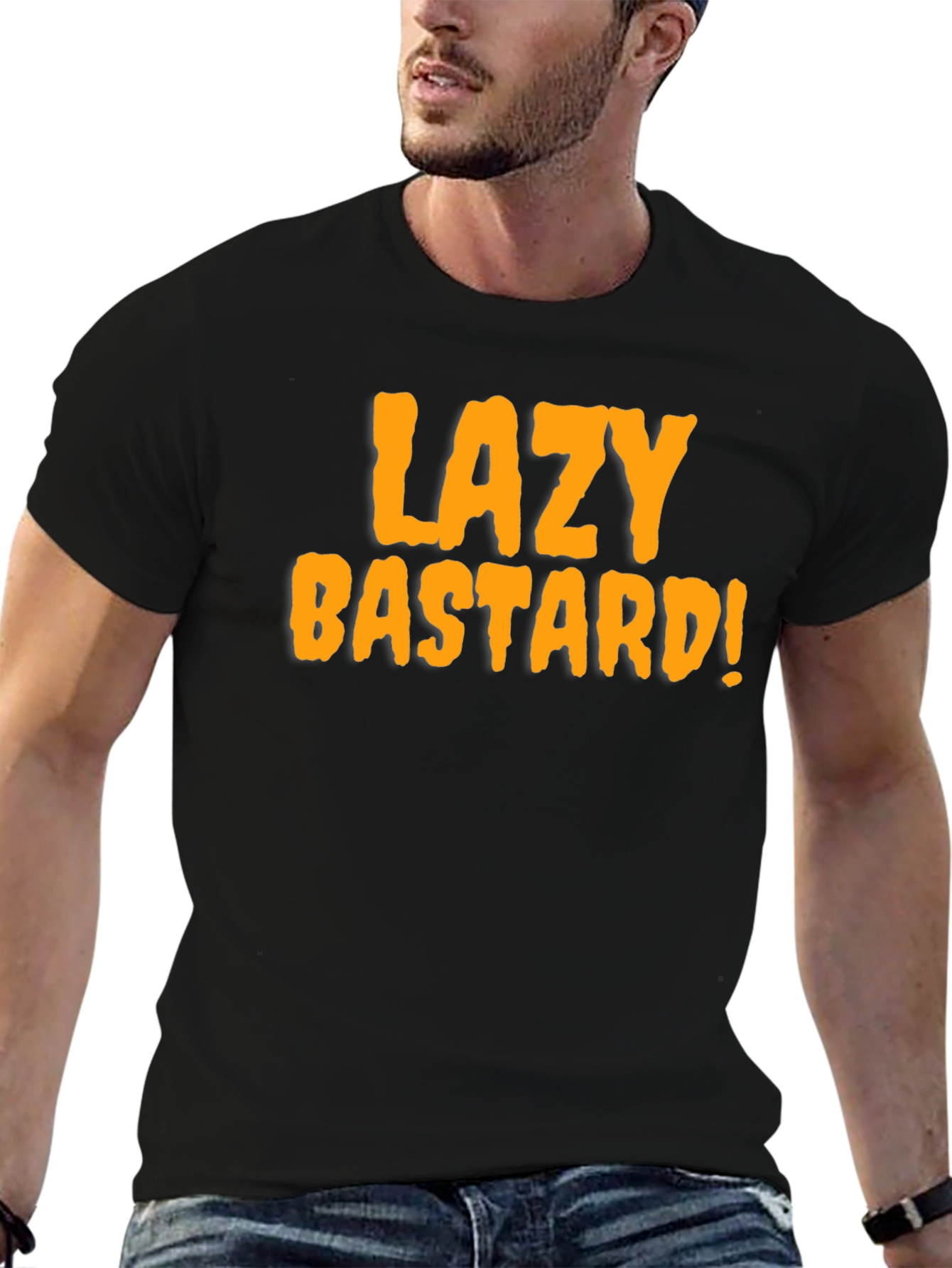 Black Lazy Bastard Tee - Bold Graphic Novelty T-Shirt view 6