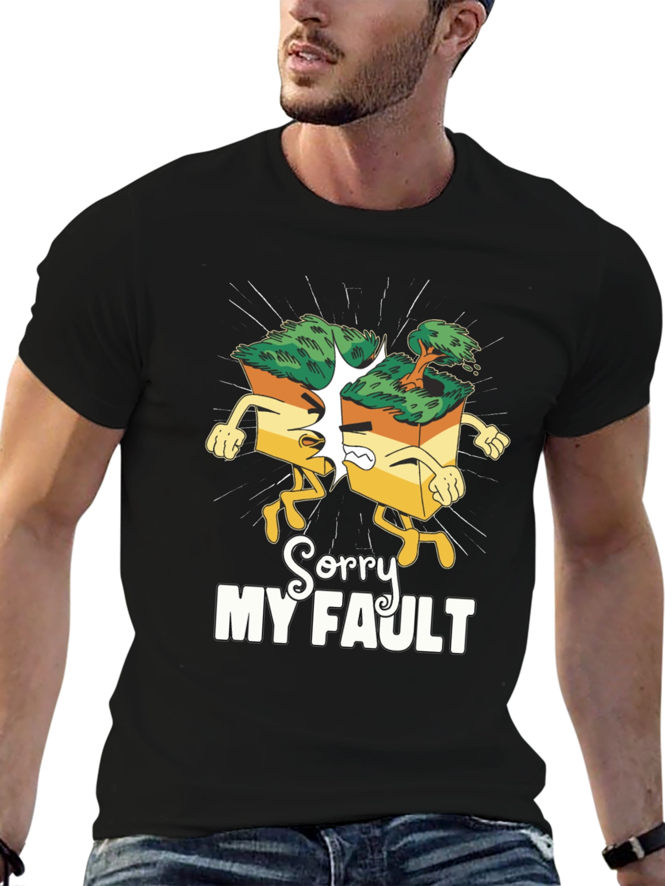Black Sorry My Fault T-Shirt - Funny Bonsai Tree Design view 6