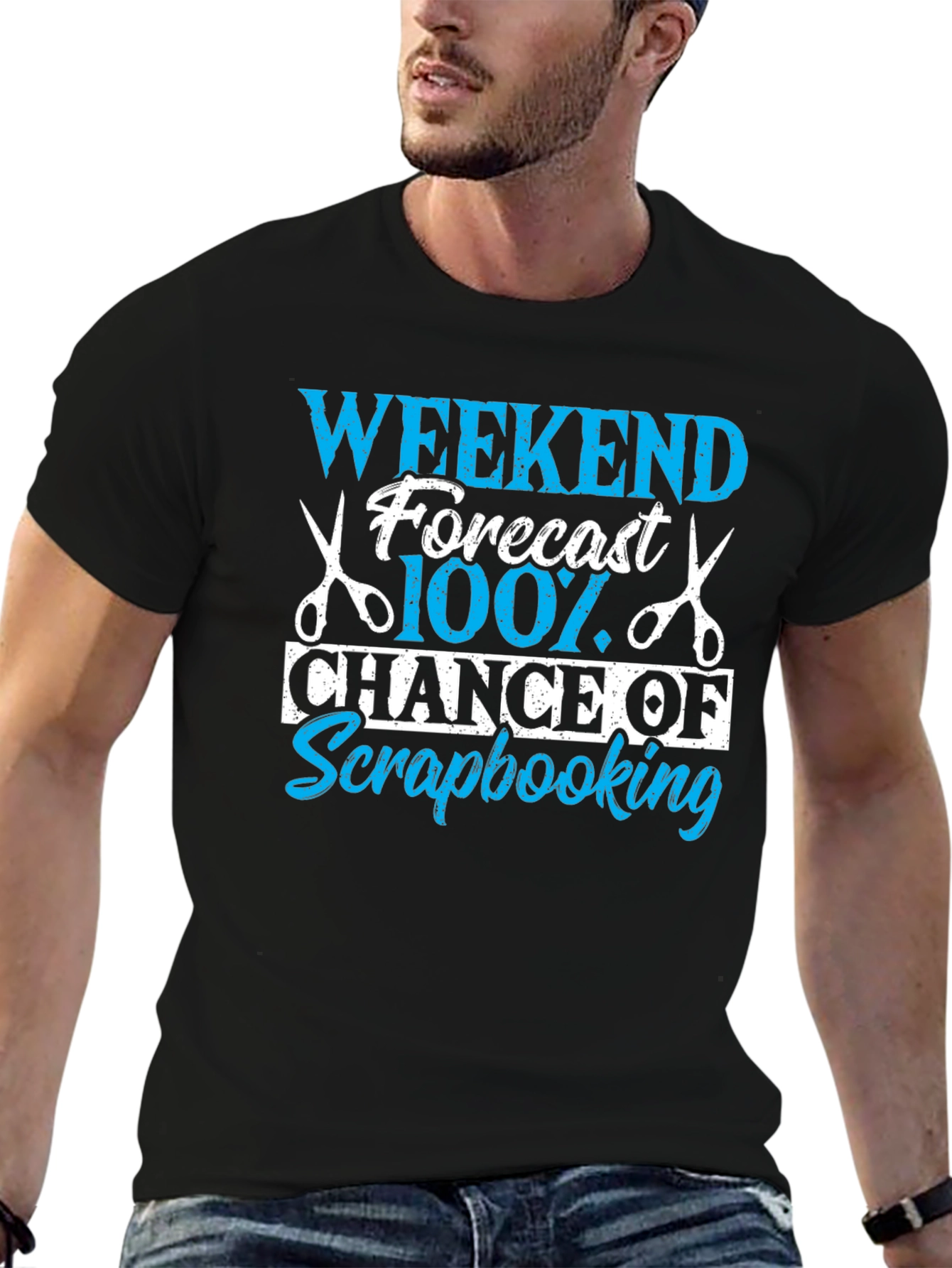 Black Scrapbooking Weekend Forecast T-Shirt view 6