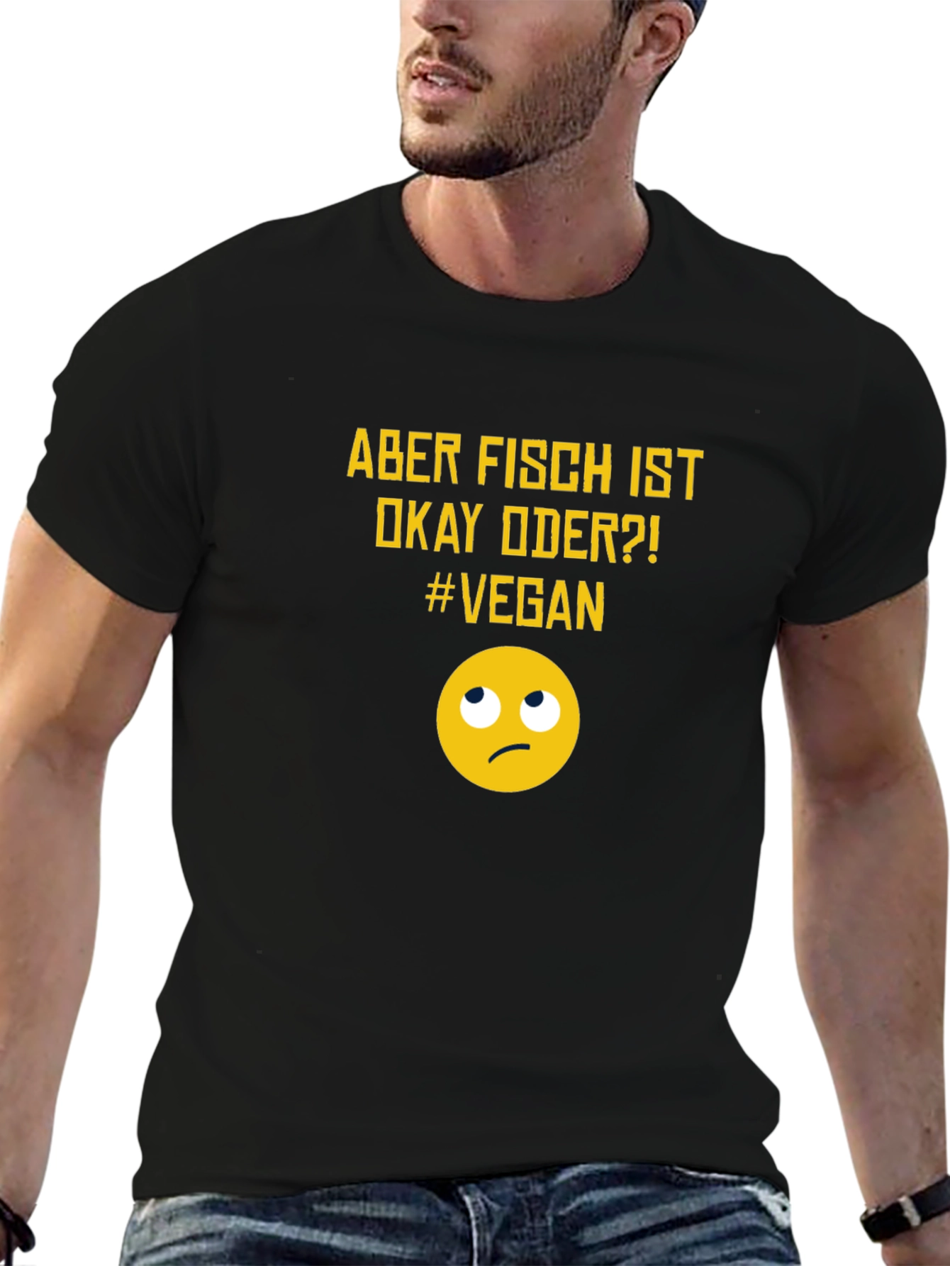 Black Funny Vegan T-Shirt - Aber Fisch Ist Okay Oder? view 6