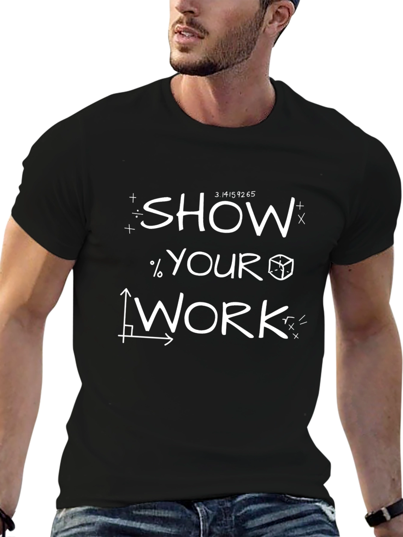 Black Show Your Work Math T-Shirt - Black Cotton Blend view 6