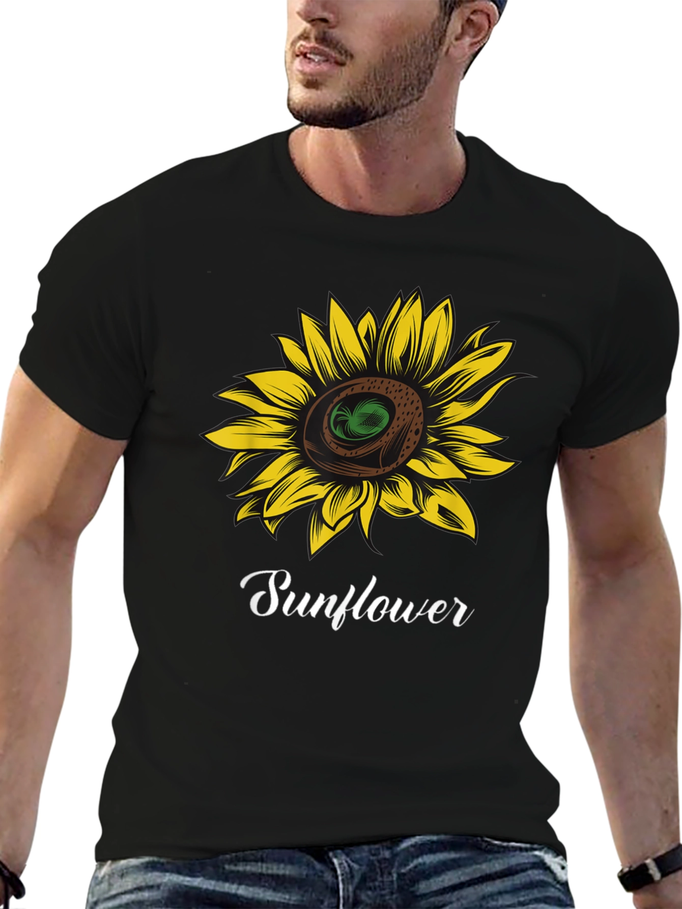 Black Sunflower Graphic T-Shirt - Stylish Black Tee view 6