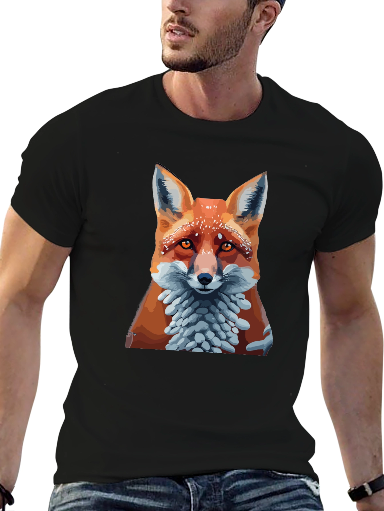Black Fox Graphic T-Shirt - Stylish Animal Design view 6