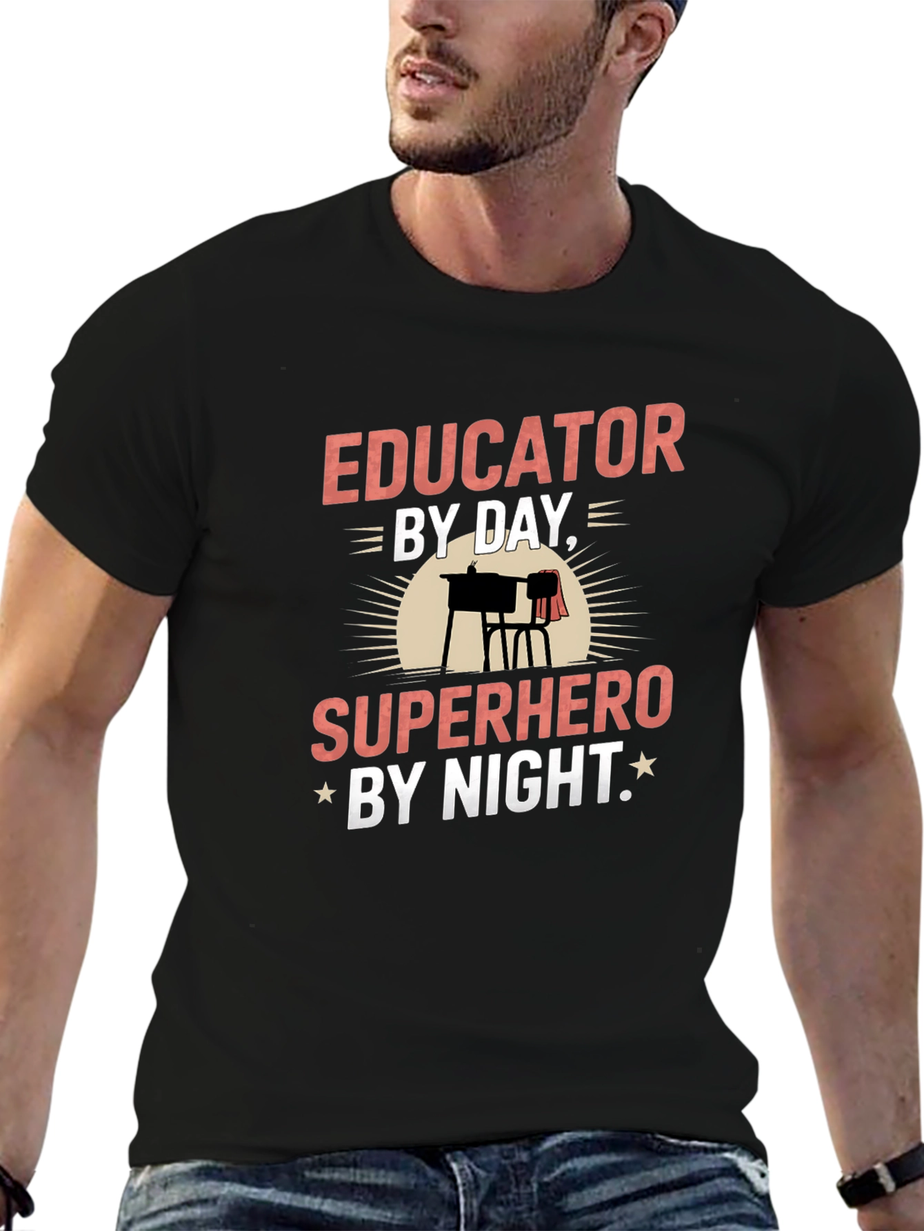 Black Educator Superhero T-Shirt view 6
