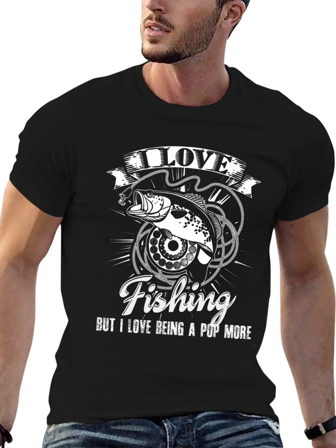 Black I Love Fishing Graphic T-Shirt view 6