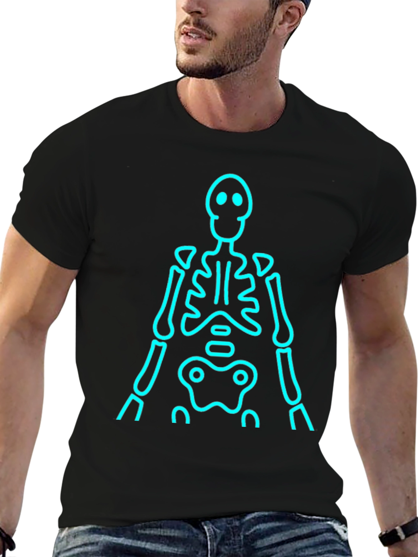Black Skeleton Glow T-Shirt - Black view 6