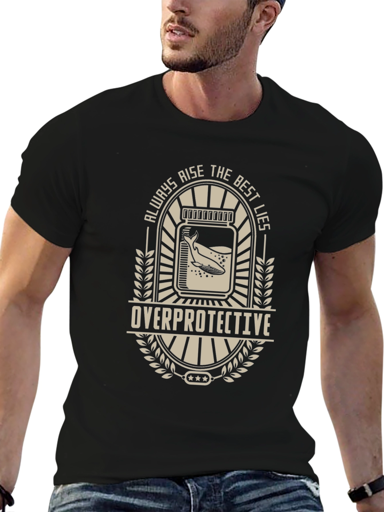 Black Overprotective Whale Graphic Tee view 6