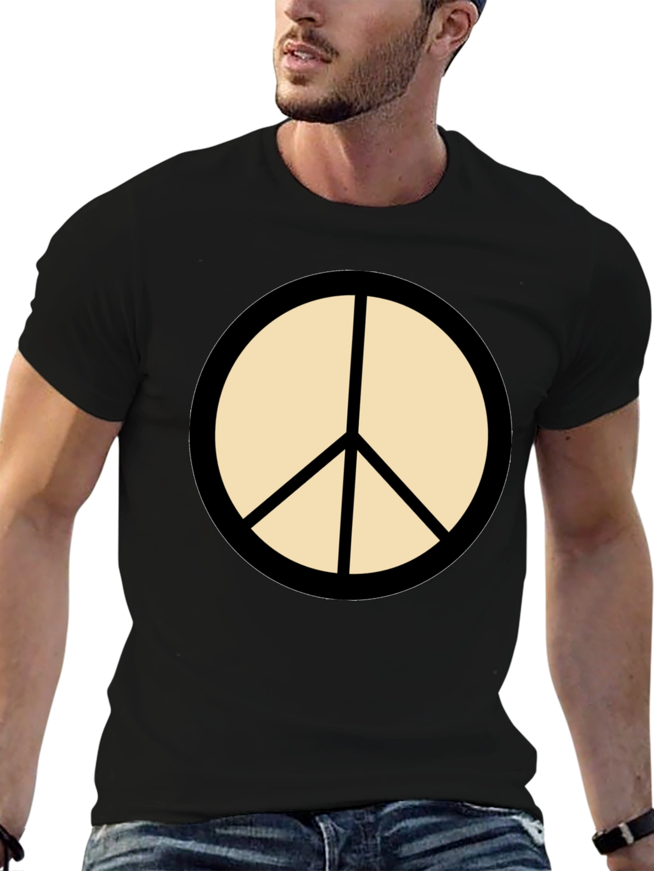 Black Peace Sign T-Shirt - Stylish & Comfortable Casual Wear view 6