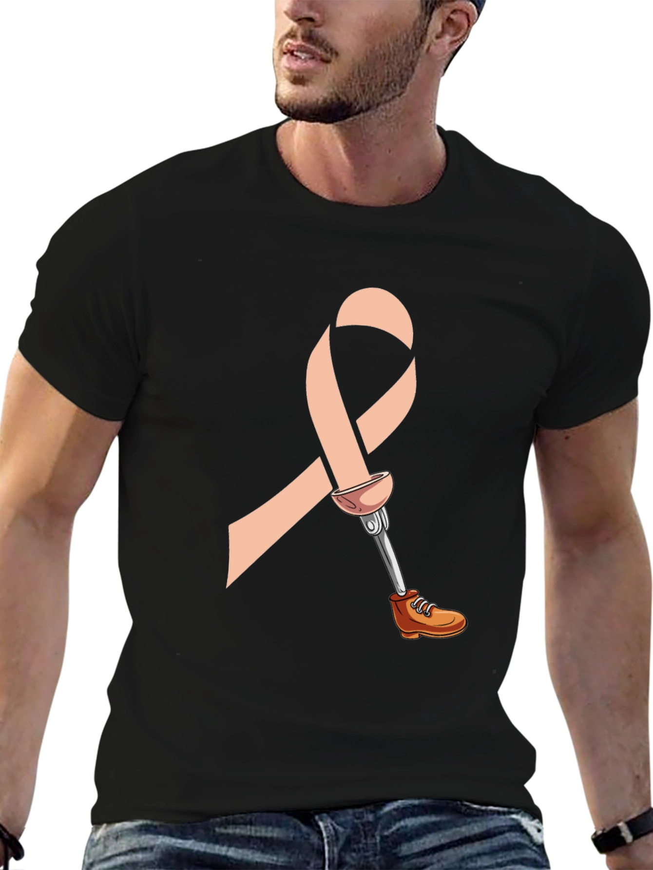 Black Prosthetic Awareness Ribbon Graphic T-Shirt view 6