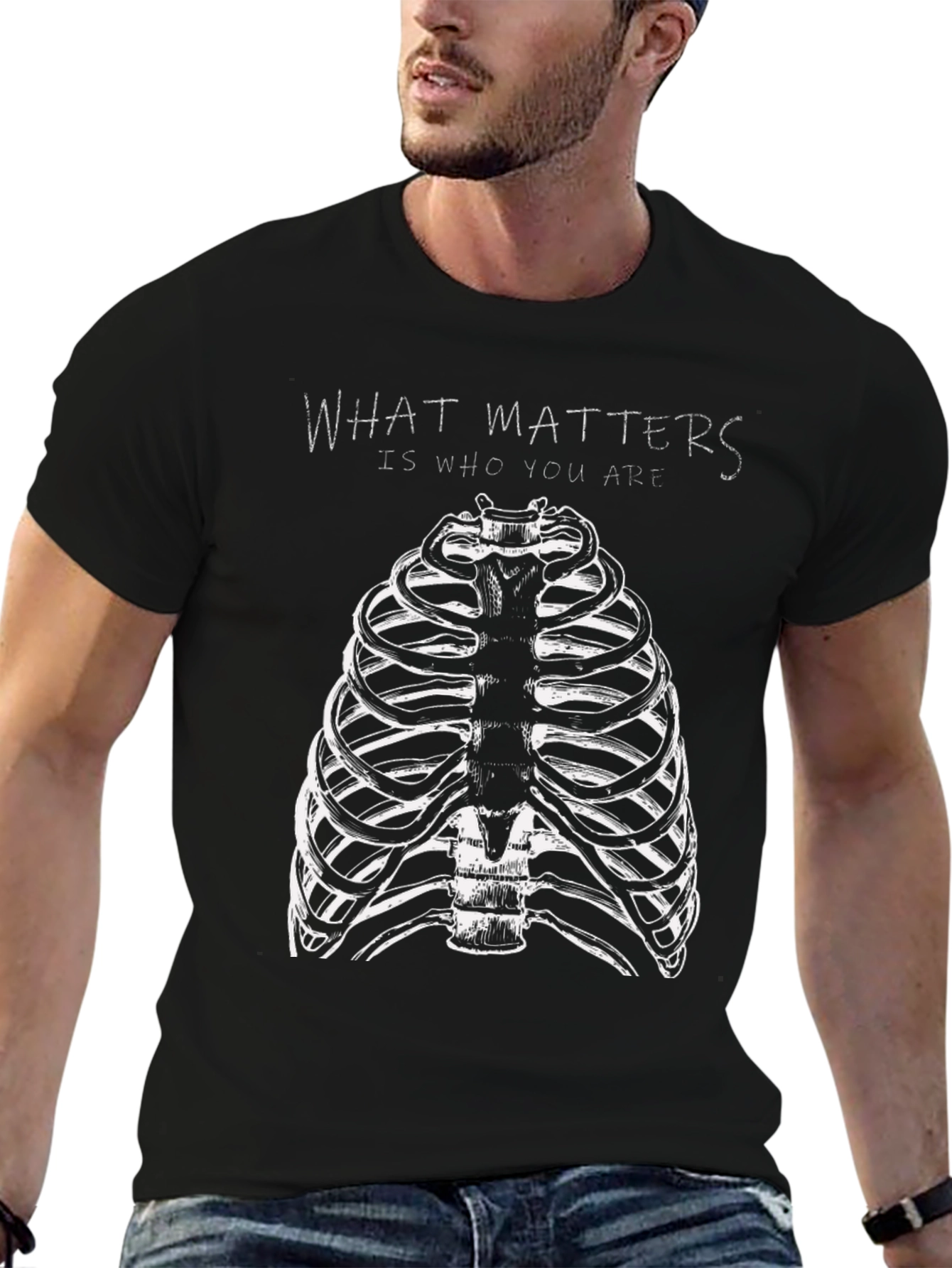Black Rib Cage Graphic Tee - What Matters Is Who You Are view 6