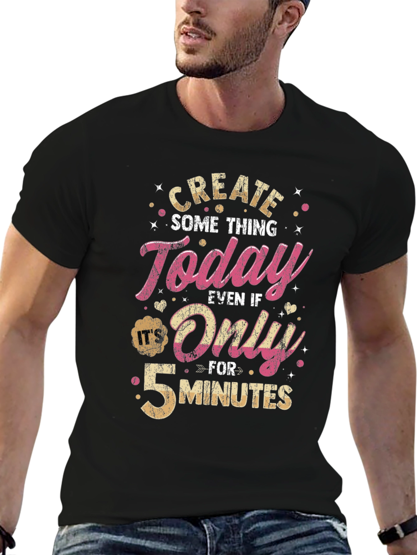 Black Create Something Today T-Shirt - Motivational Design view 6