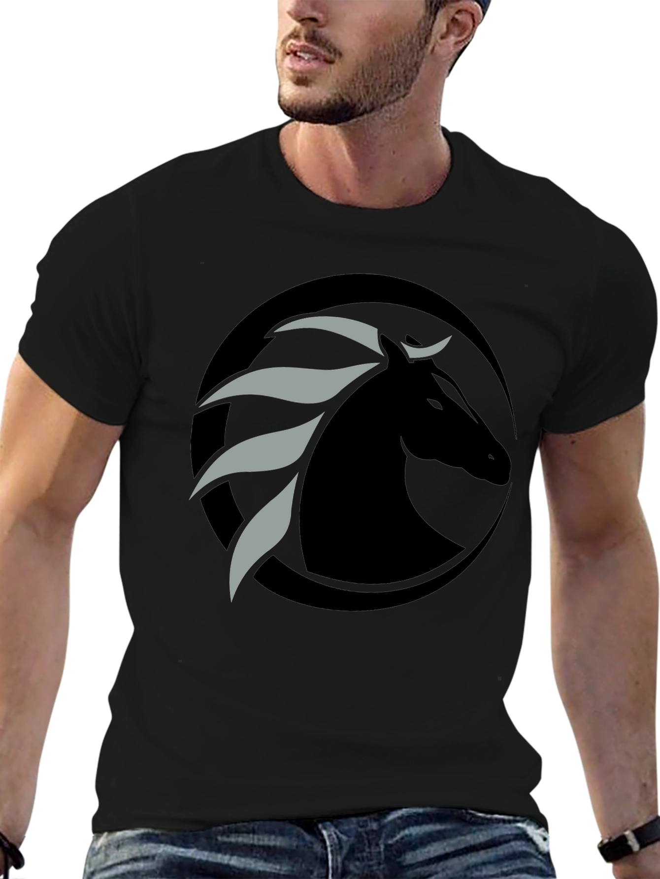 Black Black Horse Graphic Tee - Stylish Men's T-Shirt view 6
