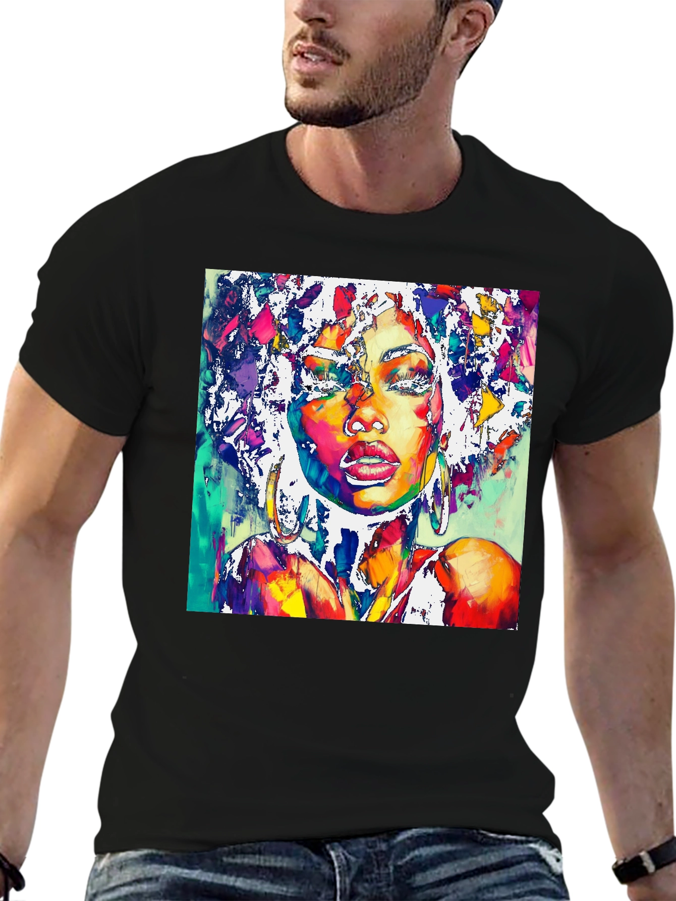 Black Vibrant Woman Portrait Graphic T-Shirt view 6