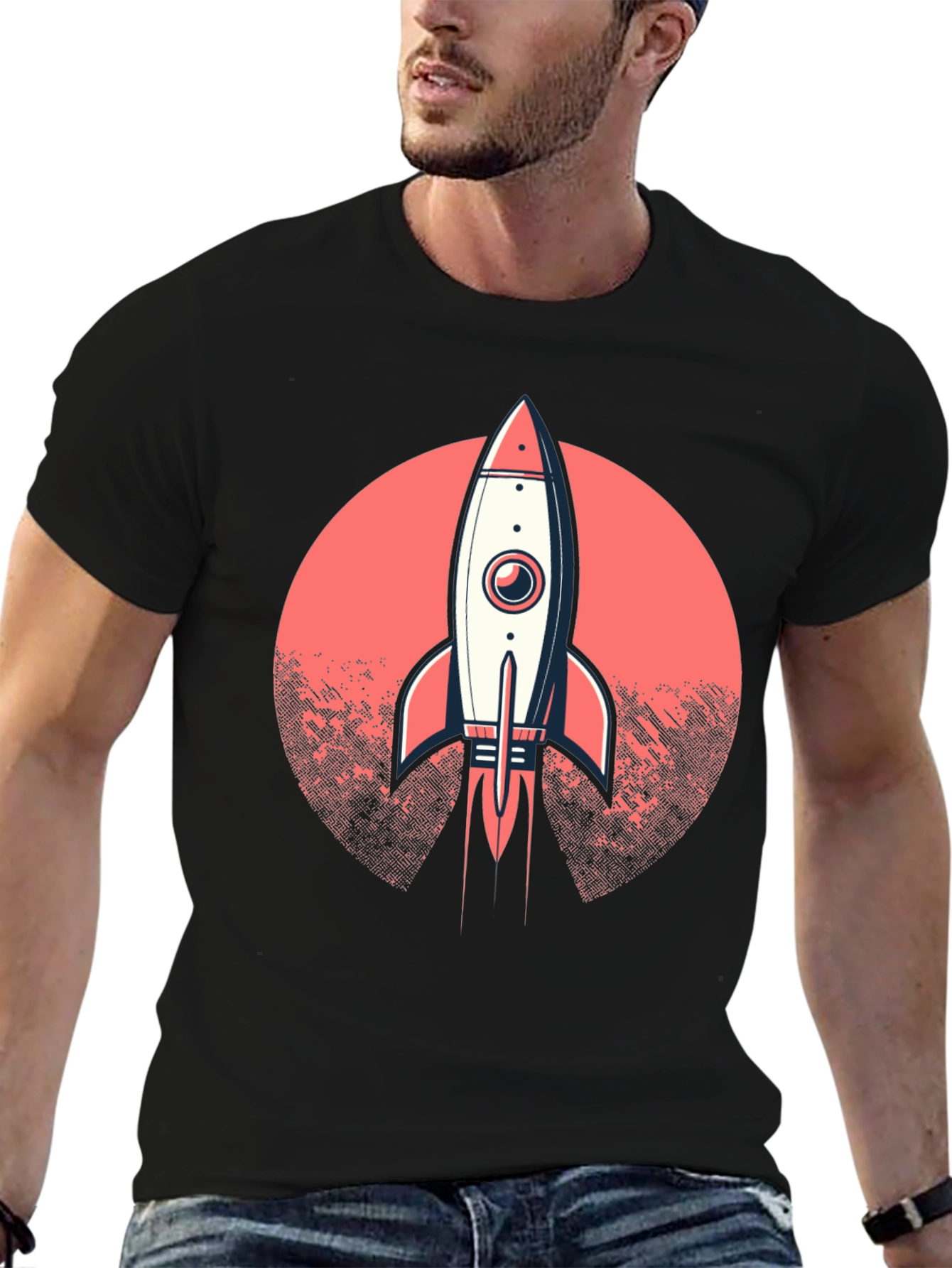 Black Rocket Launch Graphic T-Shirt - Black view 6