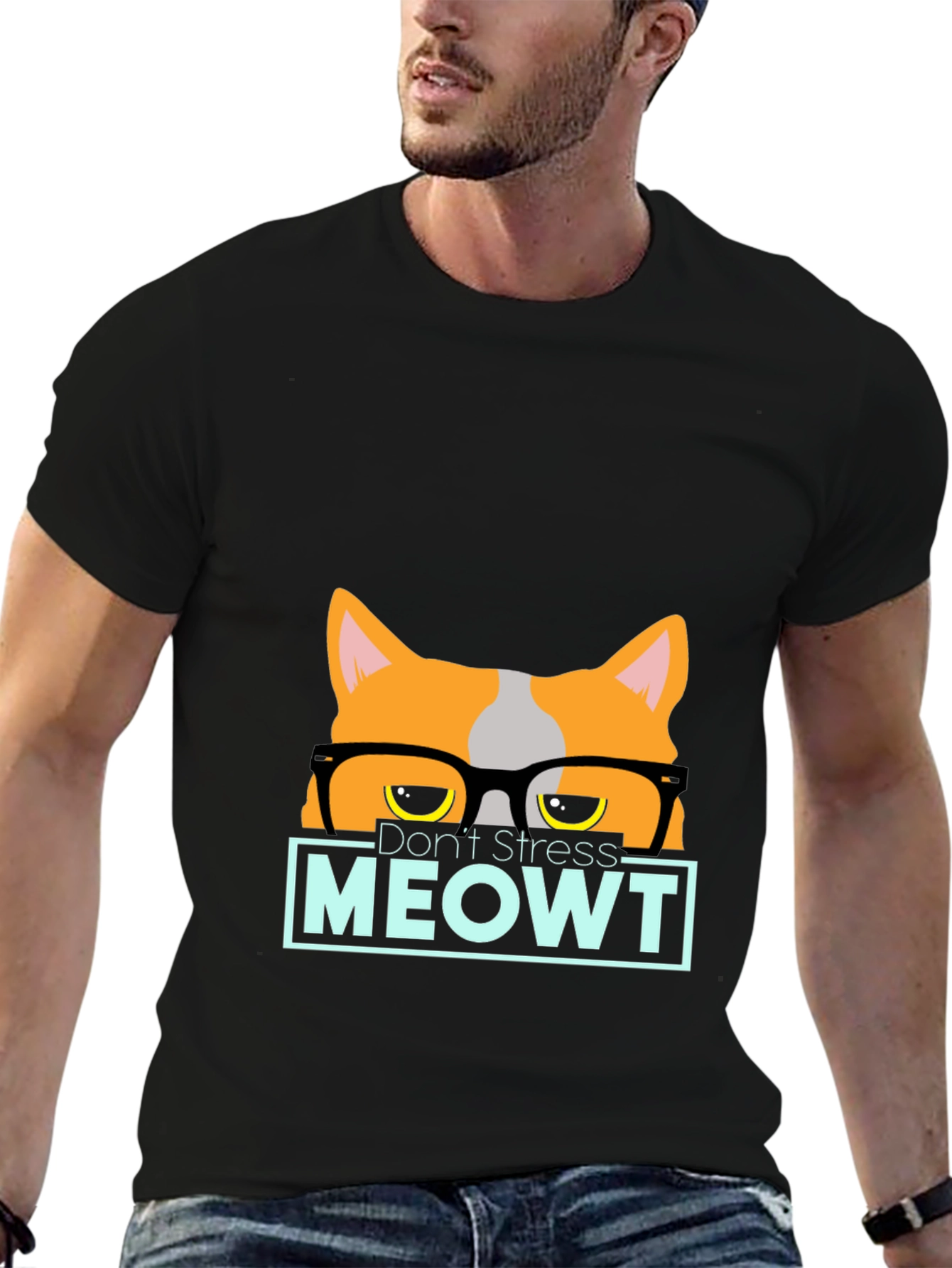 Black Don't Stress MEOWT Cat Graphic Tee view 6