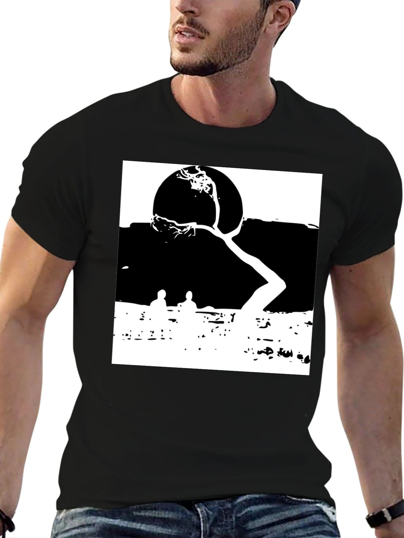 Abstract Nature Graphic Black T-Shirt - 6