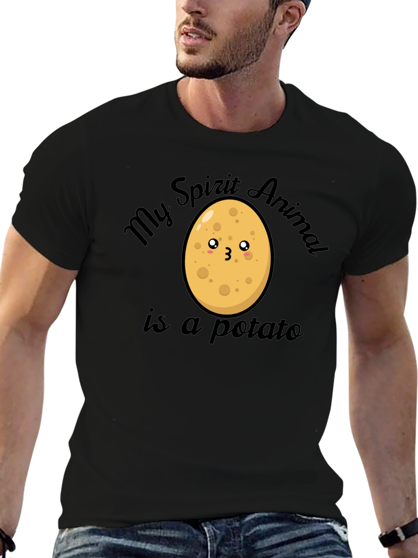 Black My Spirit Animal is a Potato T-Shirt view 6