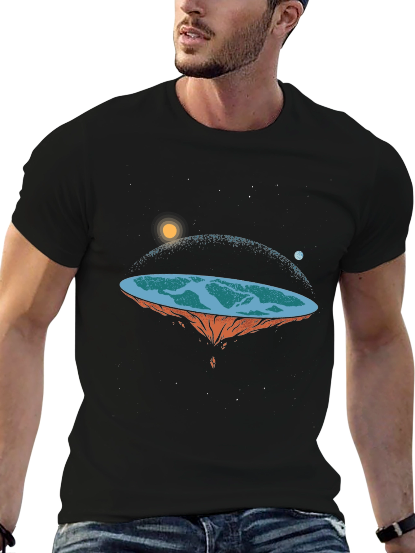Black Flat Earth Graphic Tee view 6