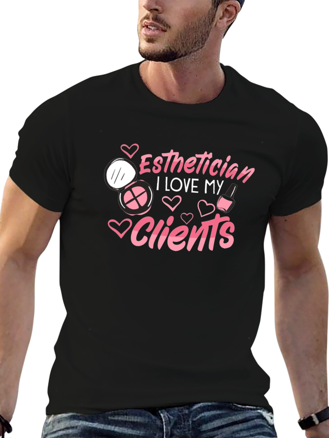 Black Esthetician Love Clients Black T-Shirt view 6